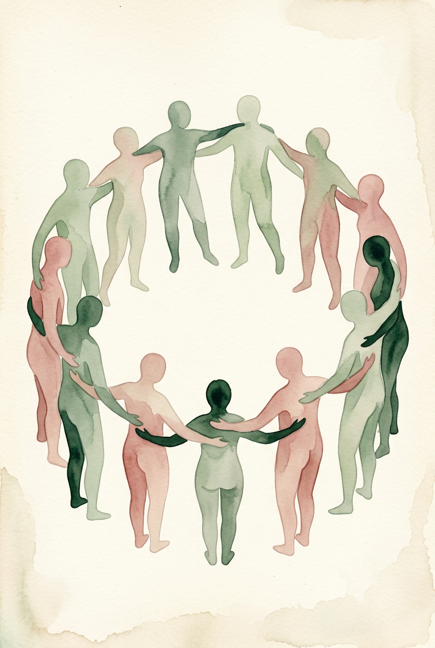 Protective safe circle of abstract humans