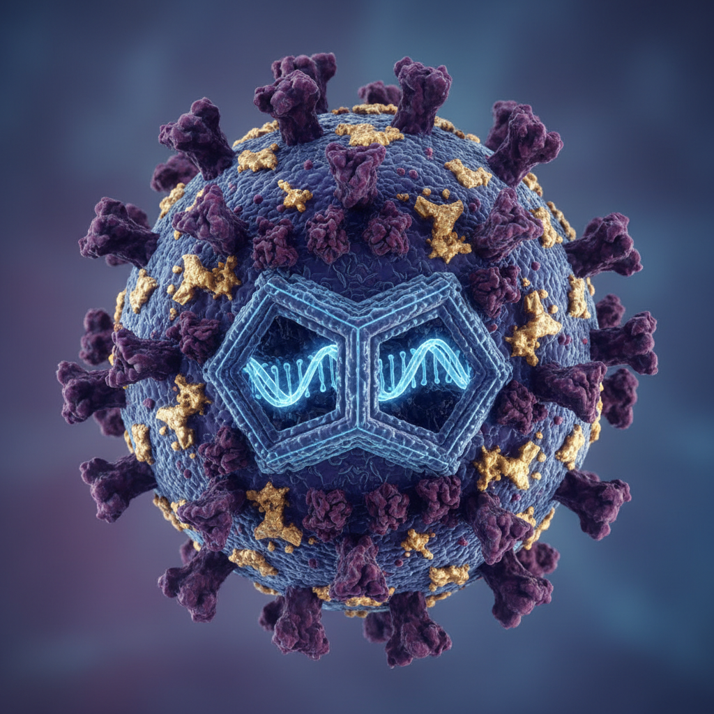 3d render of CMV cytomegalovirus structure scientific illustration