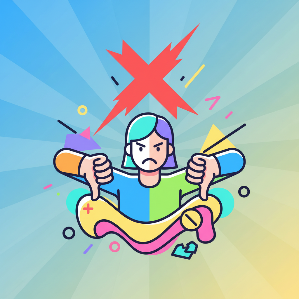 illustration of someone refusing something, thumbs down, red cross, colorful vector