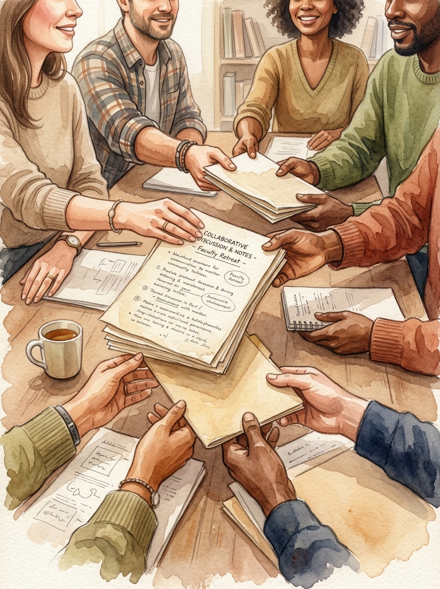 Watercolor artwork of collaborative hands