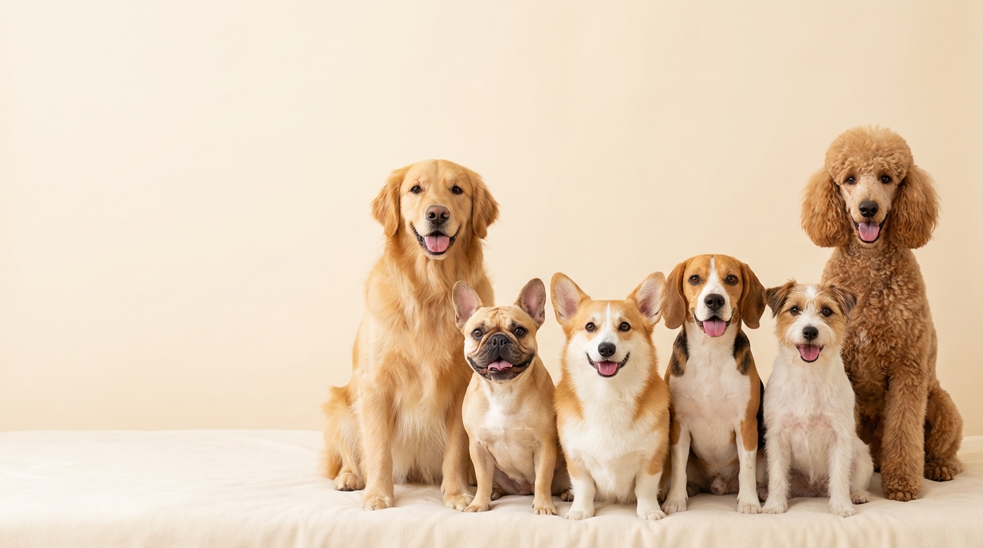 Group of friendly dogs