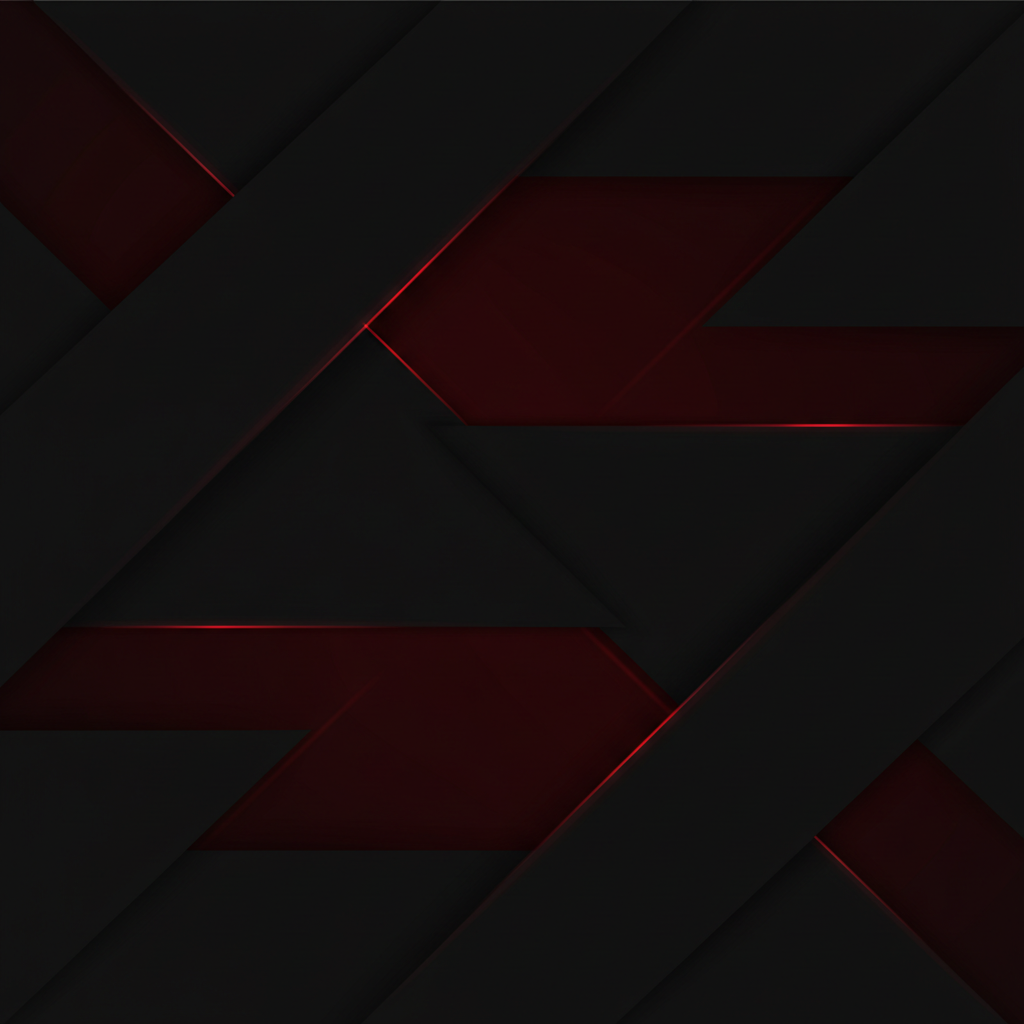 Minimalist dark abstract anime aesthetic, sharp vector lines, high contrast, red and black geometric patterns, sleek modern design