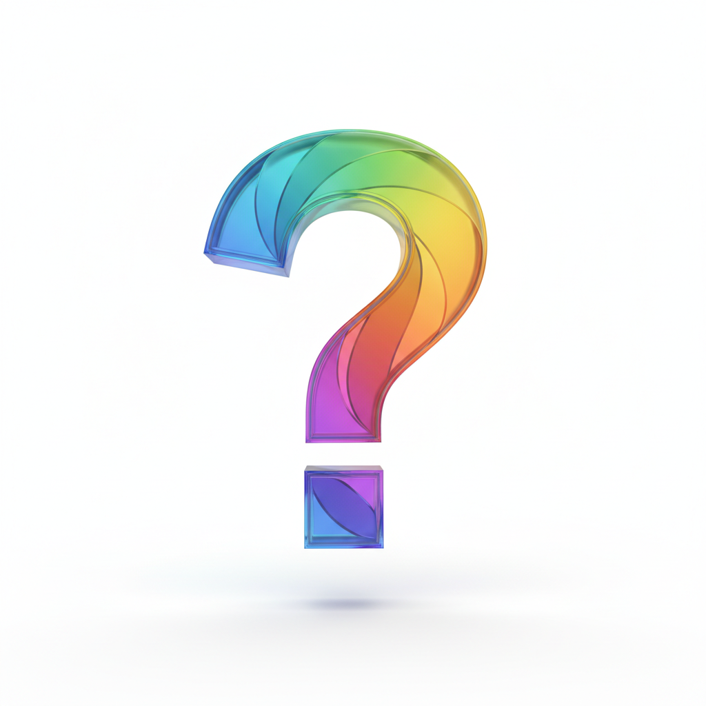 3D question mark symbol floating, colorful style