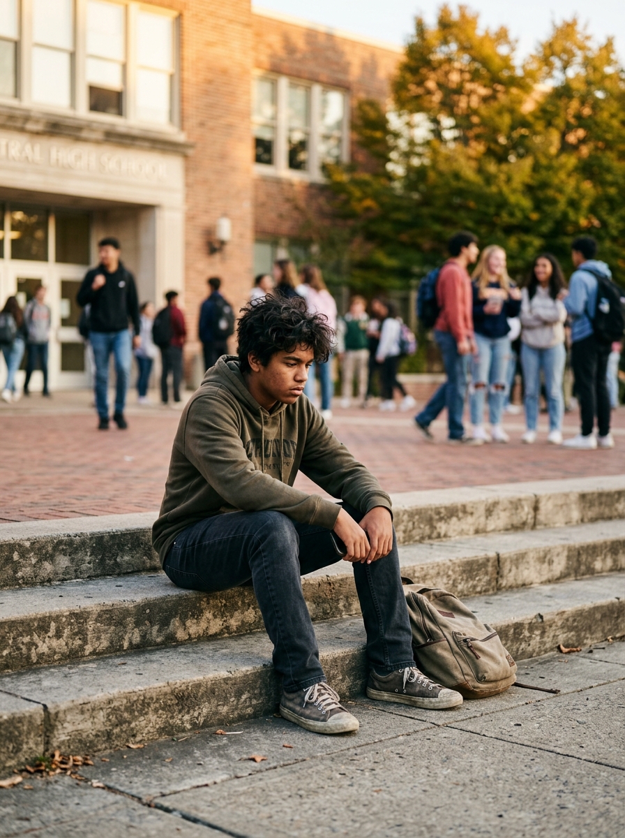 Student sitting alone