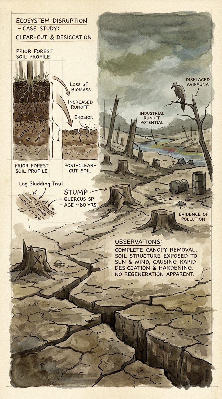 Cracked, disrupted ecosystem