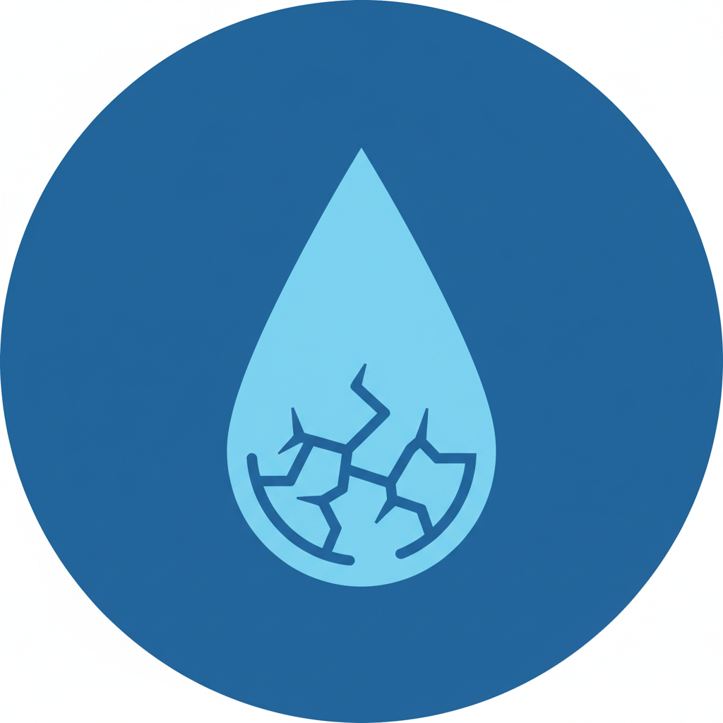 icon of a drop of water representing thirst, flat vector blue circle