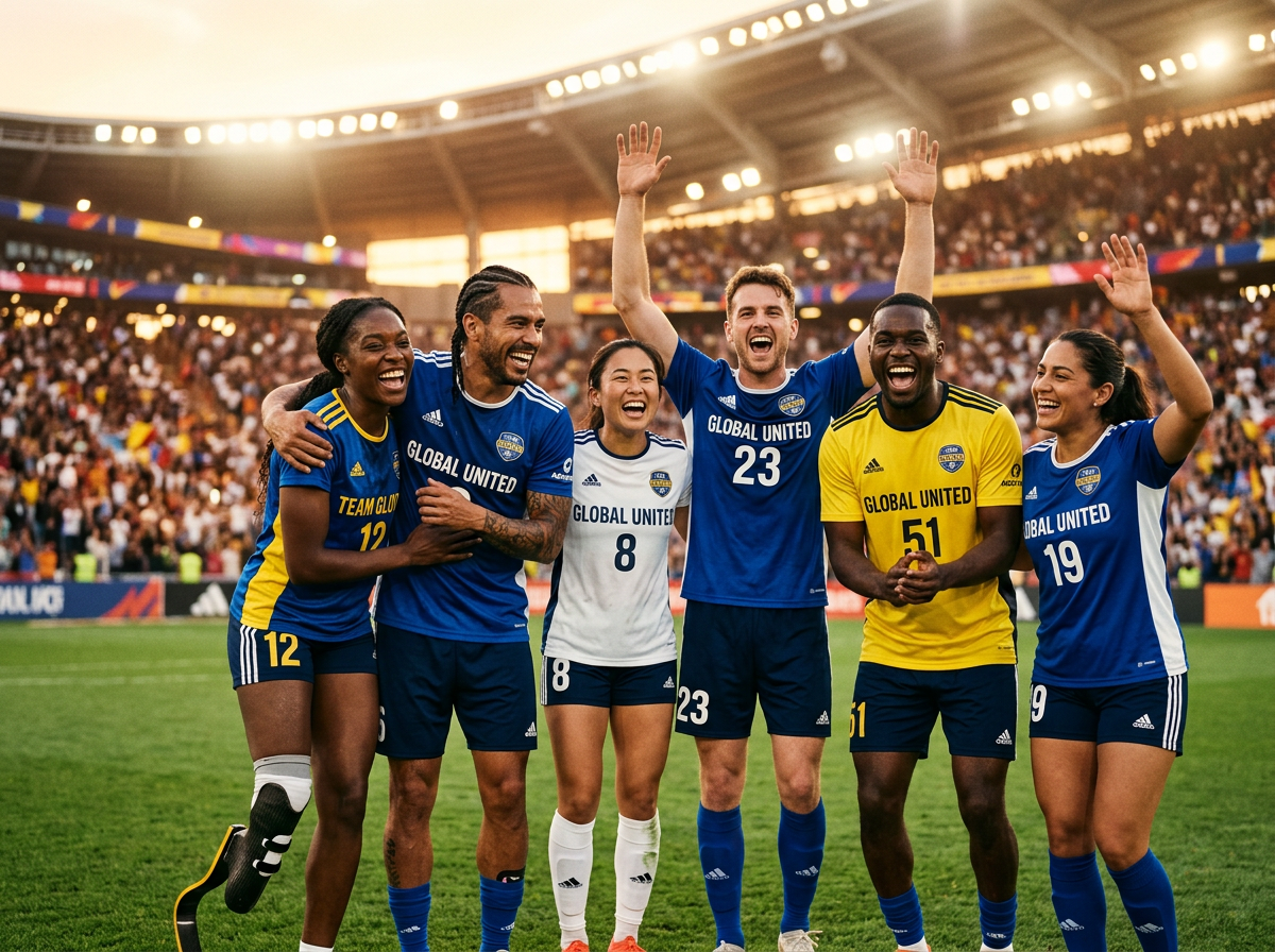 Diverse athletes celebrating