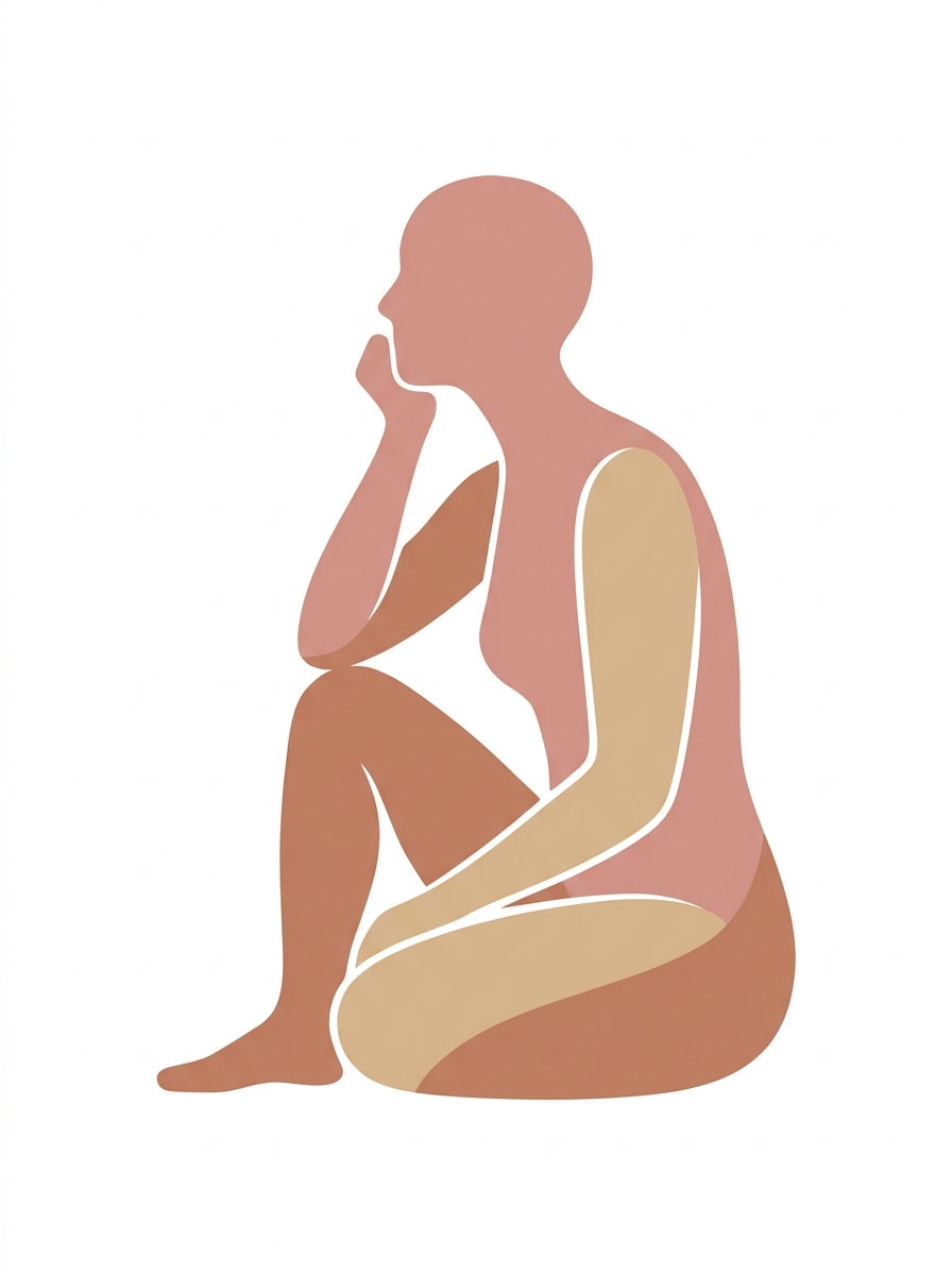 Contemplative human silhouette figure