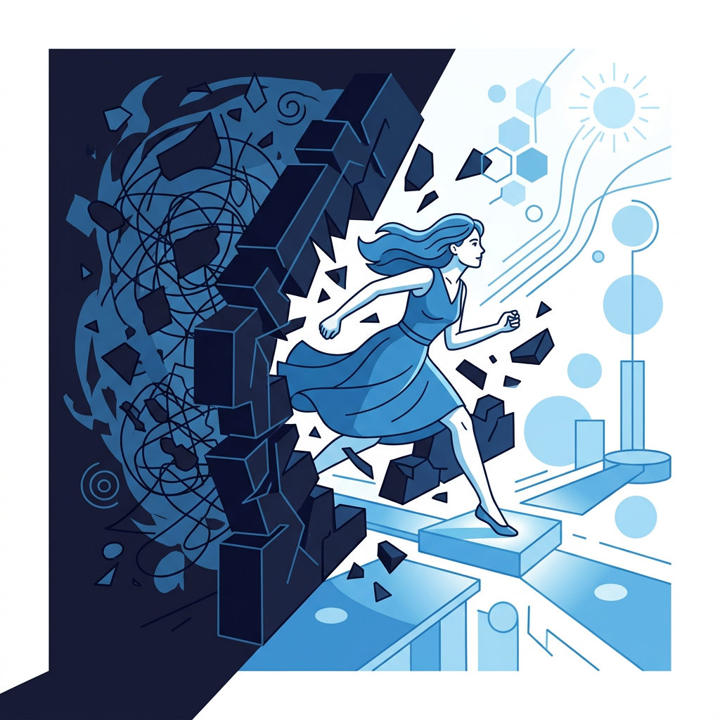 Illustration of emerging from chaos