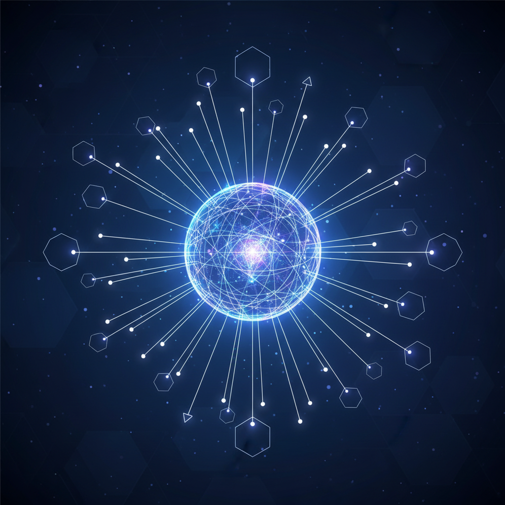 diagram of centralized network communication hub abstract