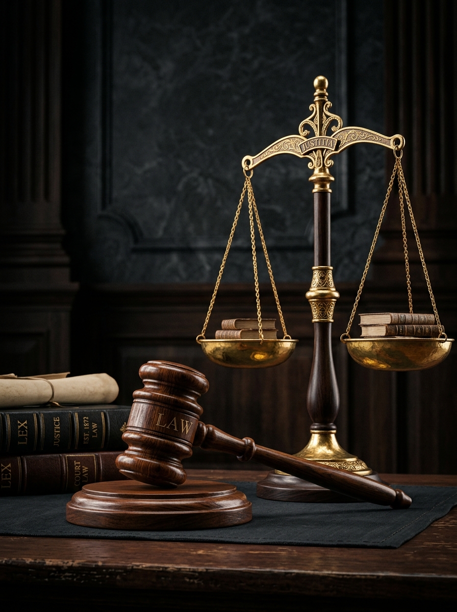 Legal scales and gavel