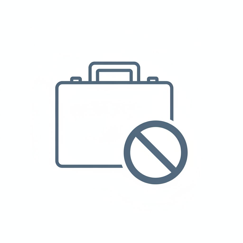 briefcase icon blocked symbol line art blue grey