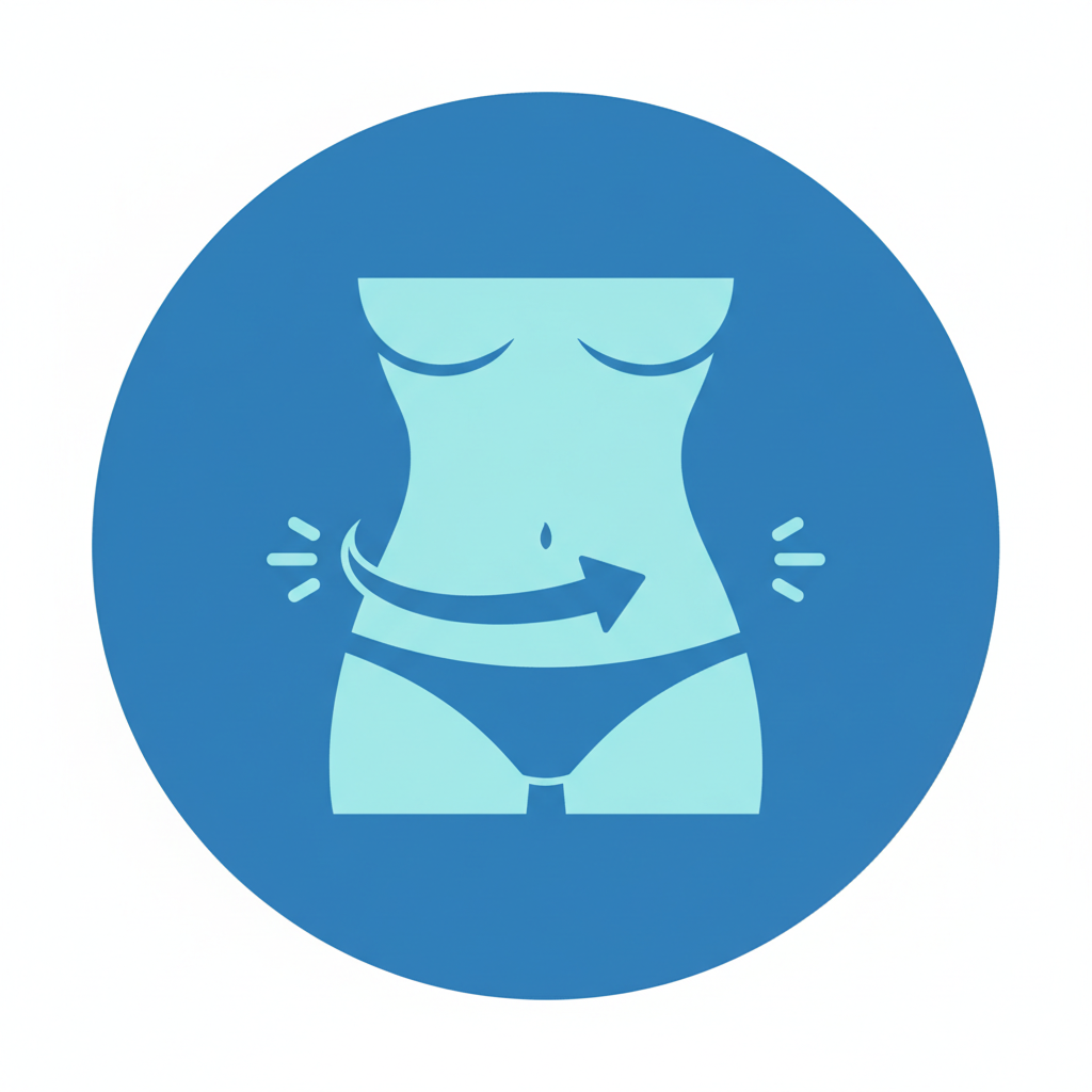 icon representing weight loss or slim waist, flat vector blue circle