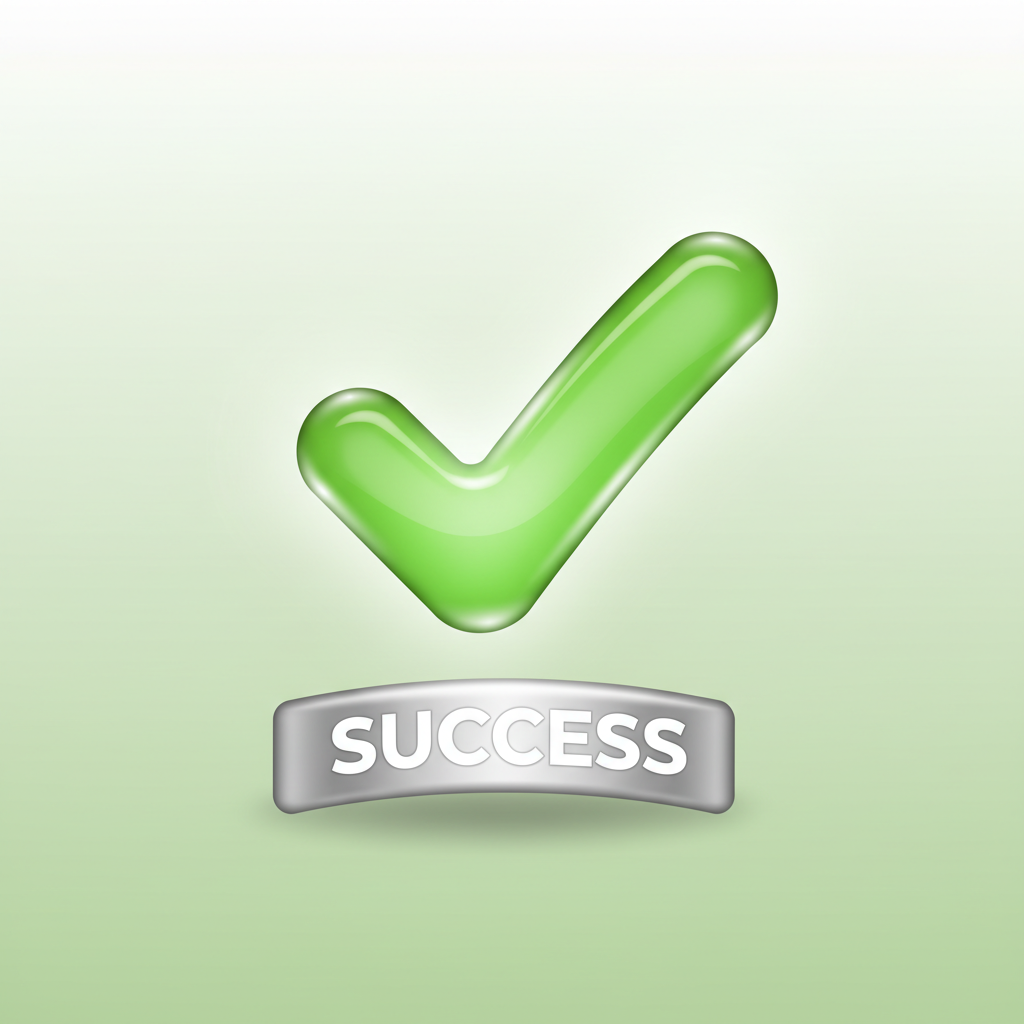 green checkmark success icon, 3d style