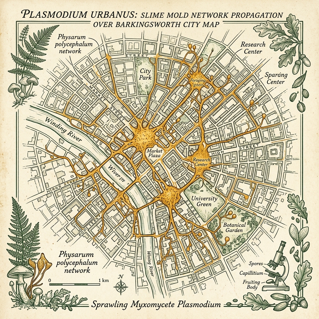 Slime Mold network over map