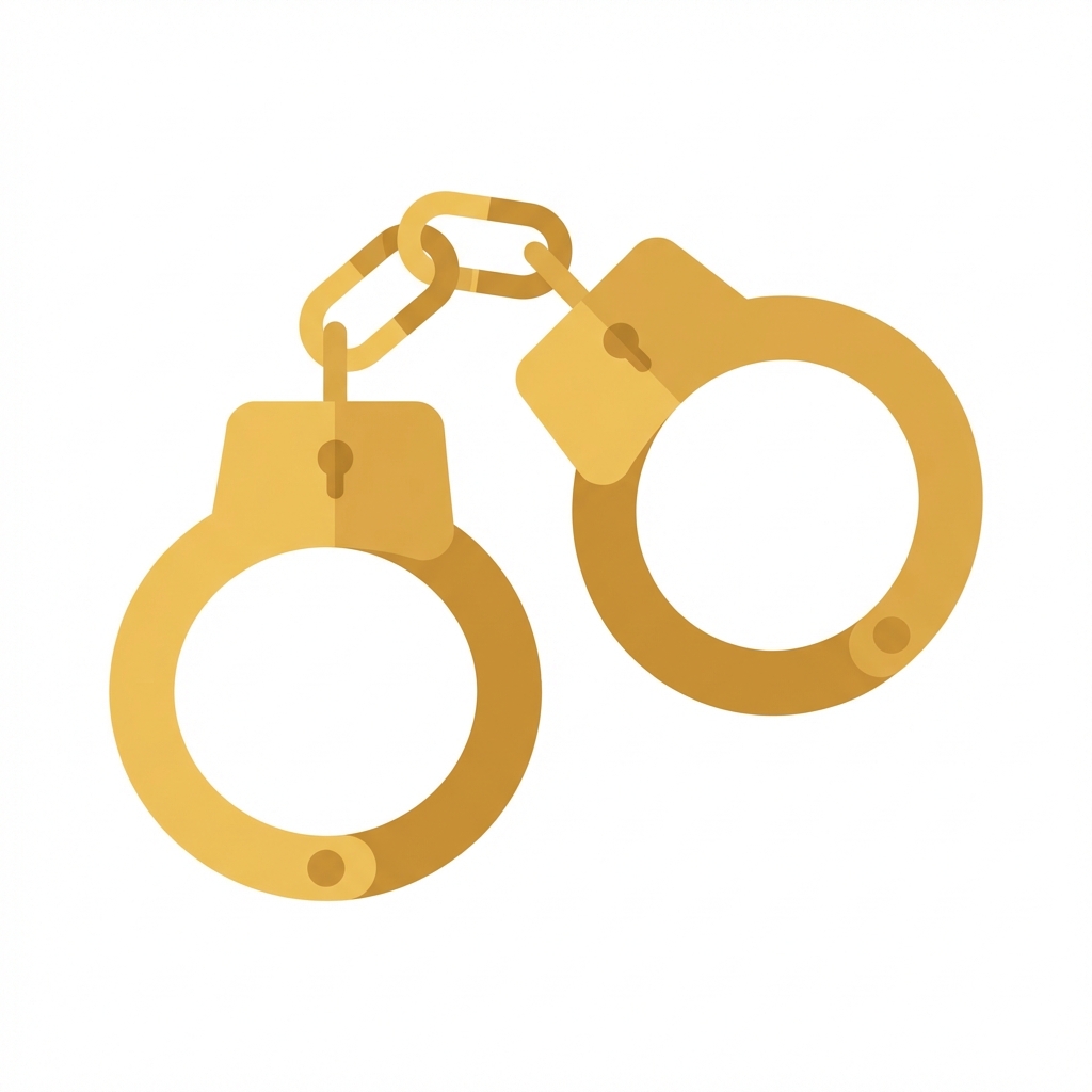 minimalist flat graphic of golden handcuffs