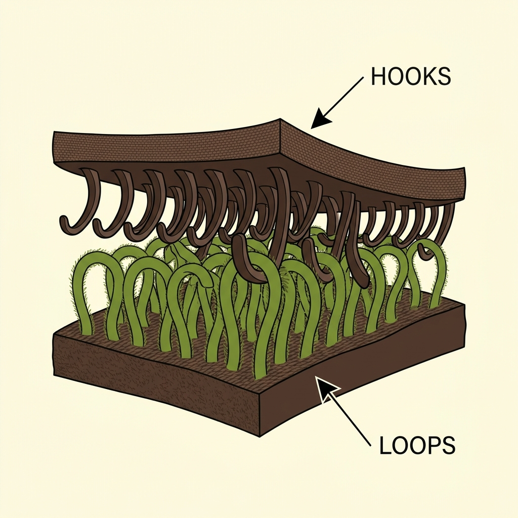 Illustration of Velcro hooks and loops