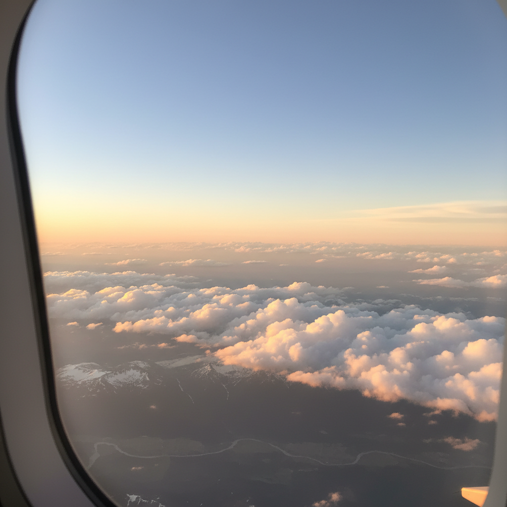 view from airplane window clouds peaceful sky