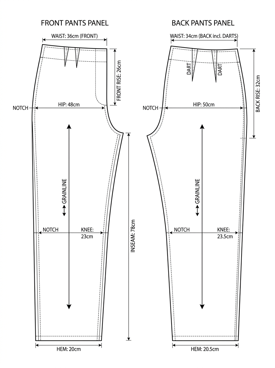 Sewing Pattern Technical Illustration