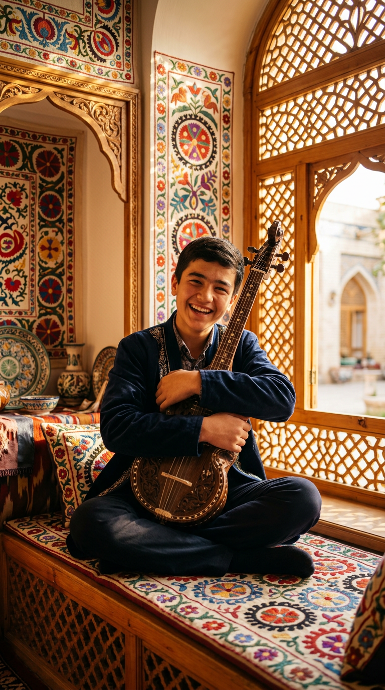 Joyful boy with rubob