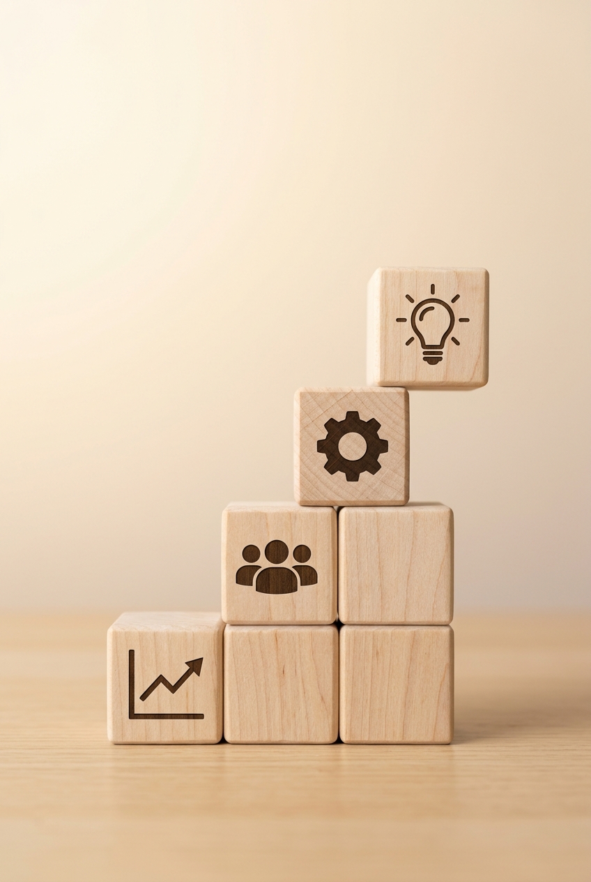 Cubes representing growth and leadership
