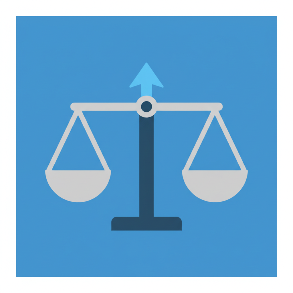 icon of a balance scale, modern flat design, blue and grey