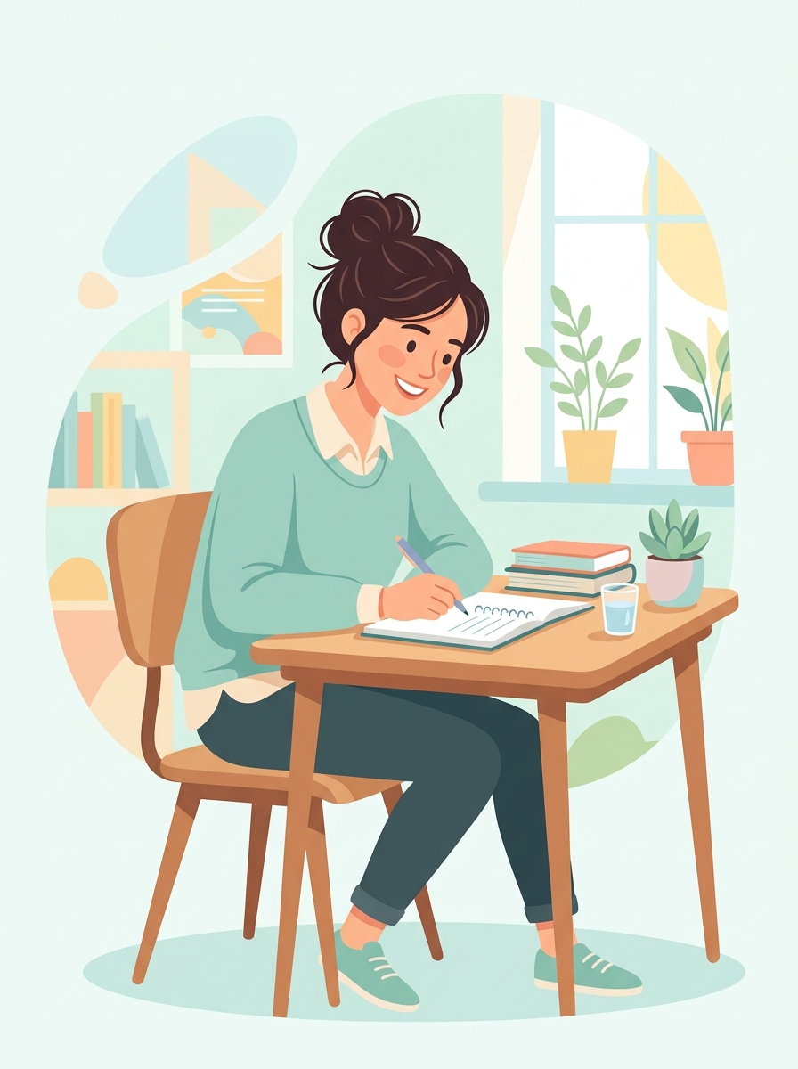 Student writing illustration