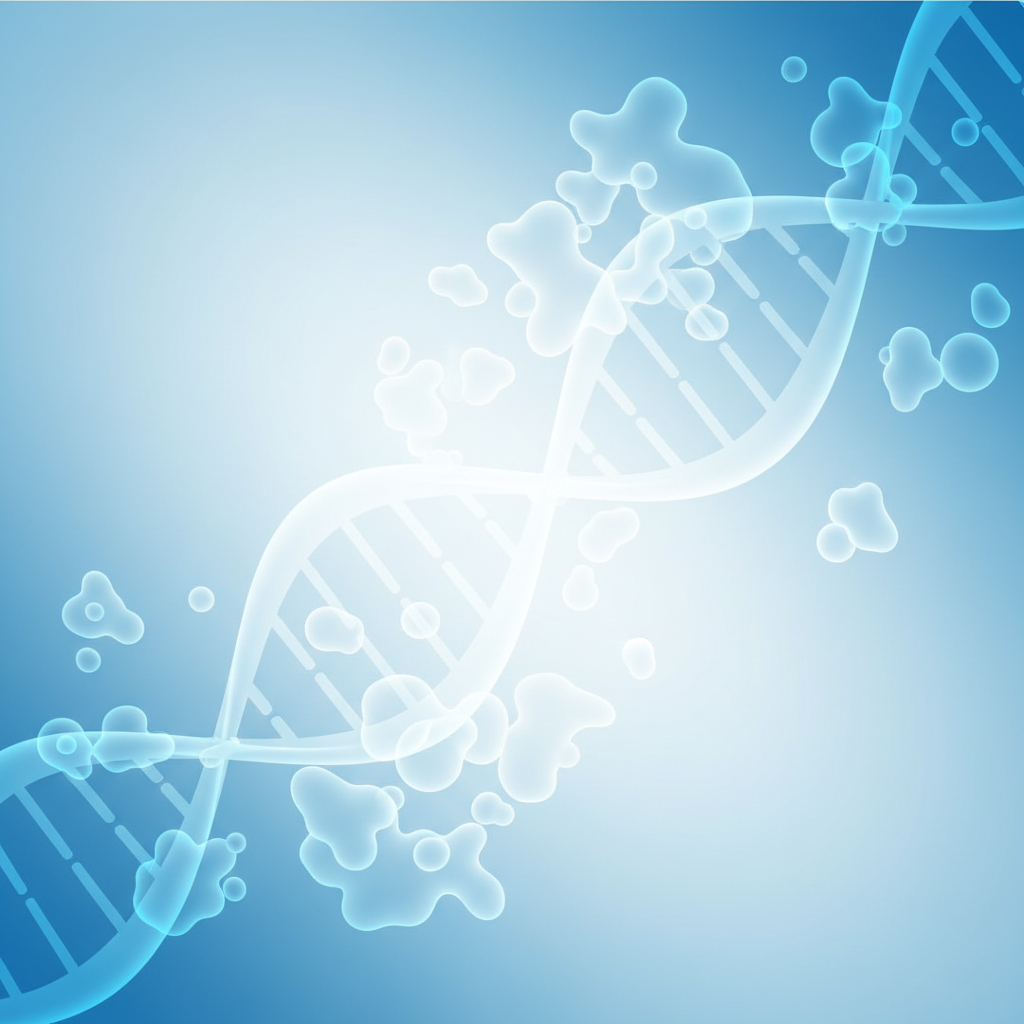 Abstract scientific background, dna helix or cells, soft blue medical tones, minimal