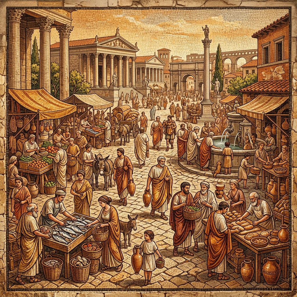 Roman daily life mosaic