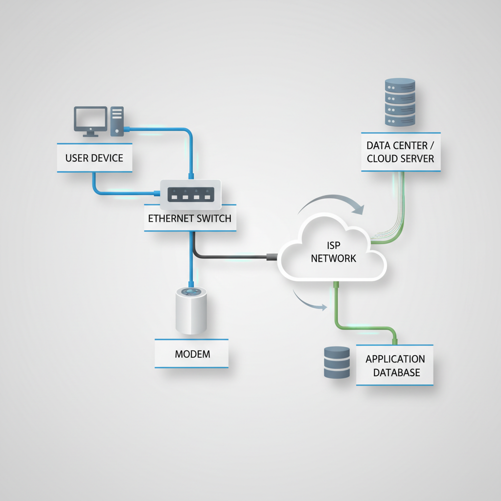 End to end network cable connection diagram visualization