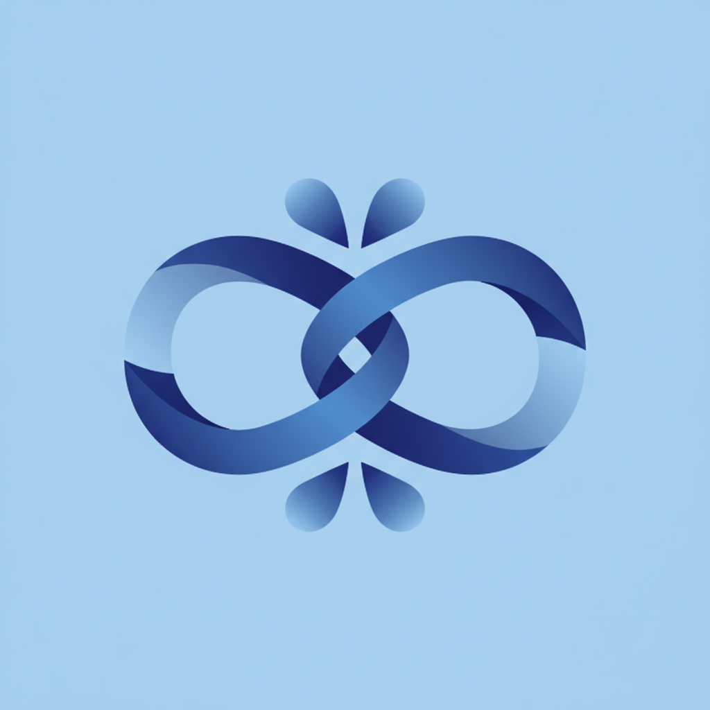 minimalist abstract icon representing balance and partnership, monochromatic blue