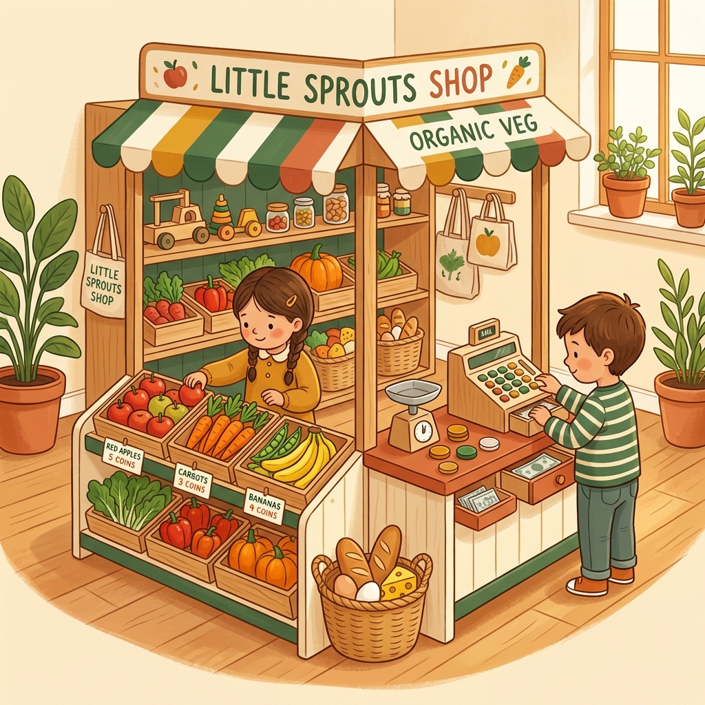 Children Play Shop Illustration
