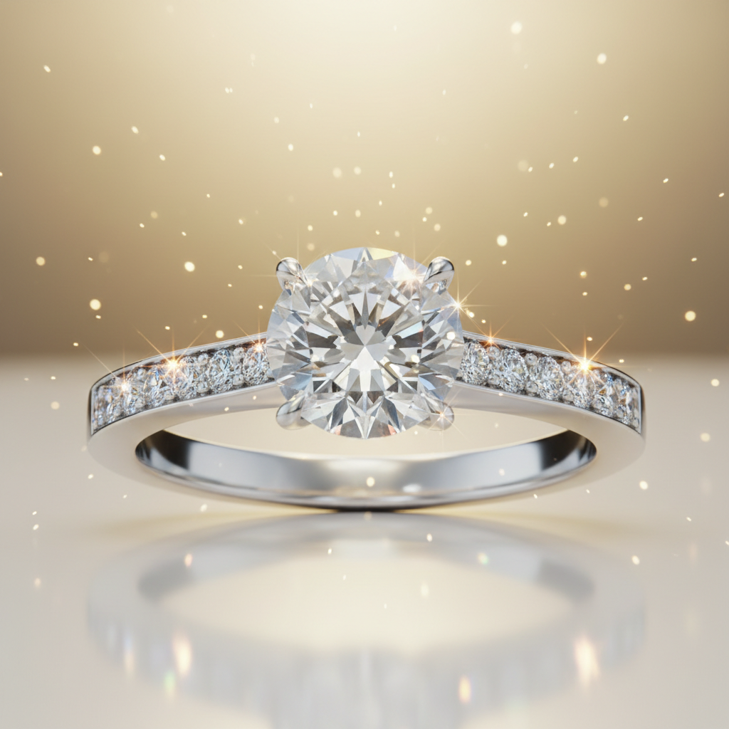 shiny silver diamond ring sparkling