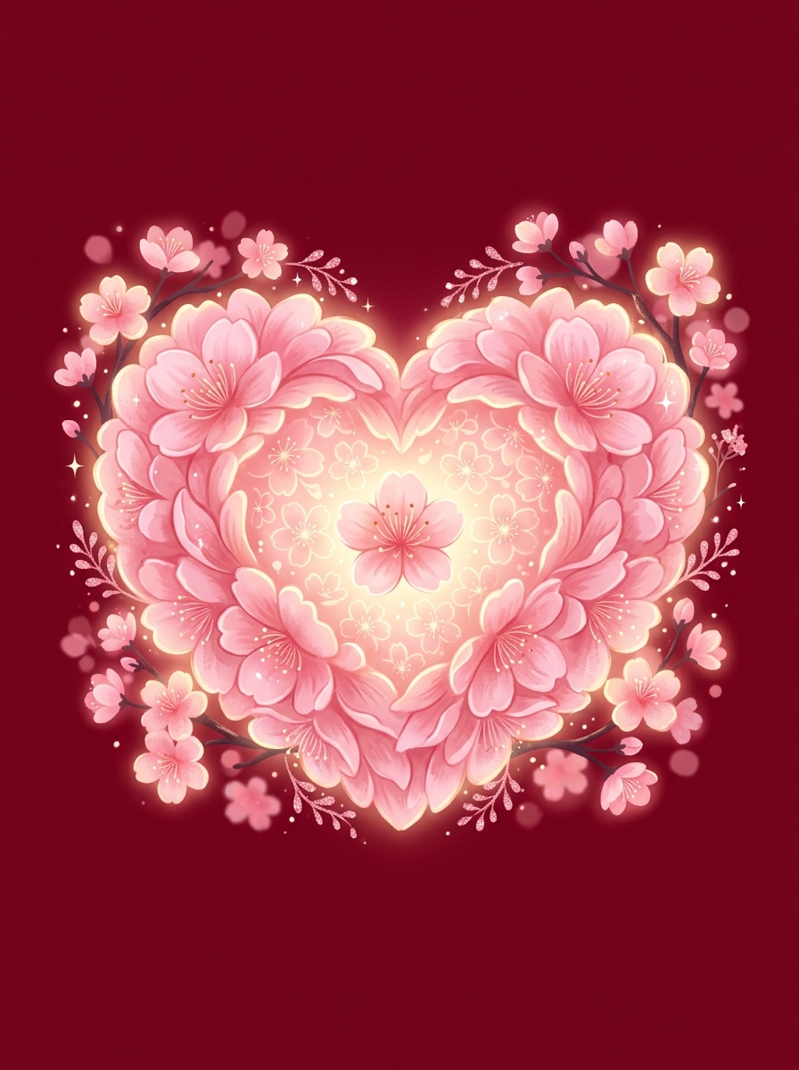 Blooming flower heart graphic