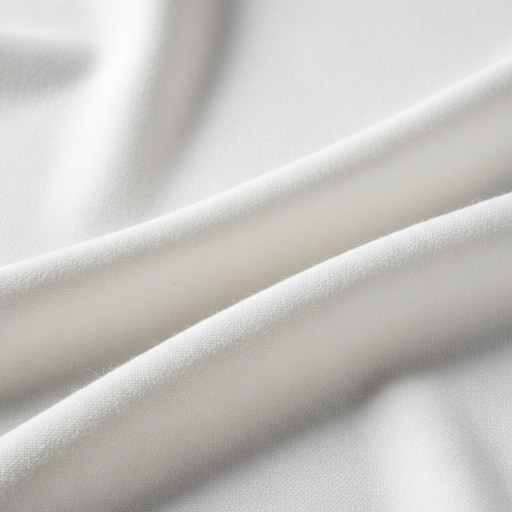 macro shot of white high quality cotton fabric texture folds