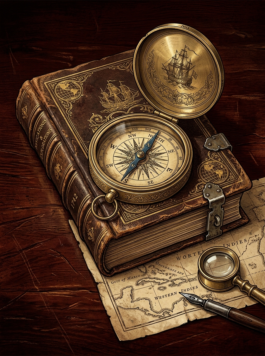 Old Book and Compass