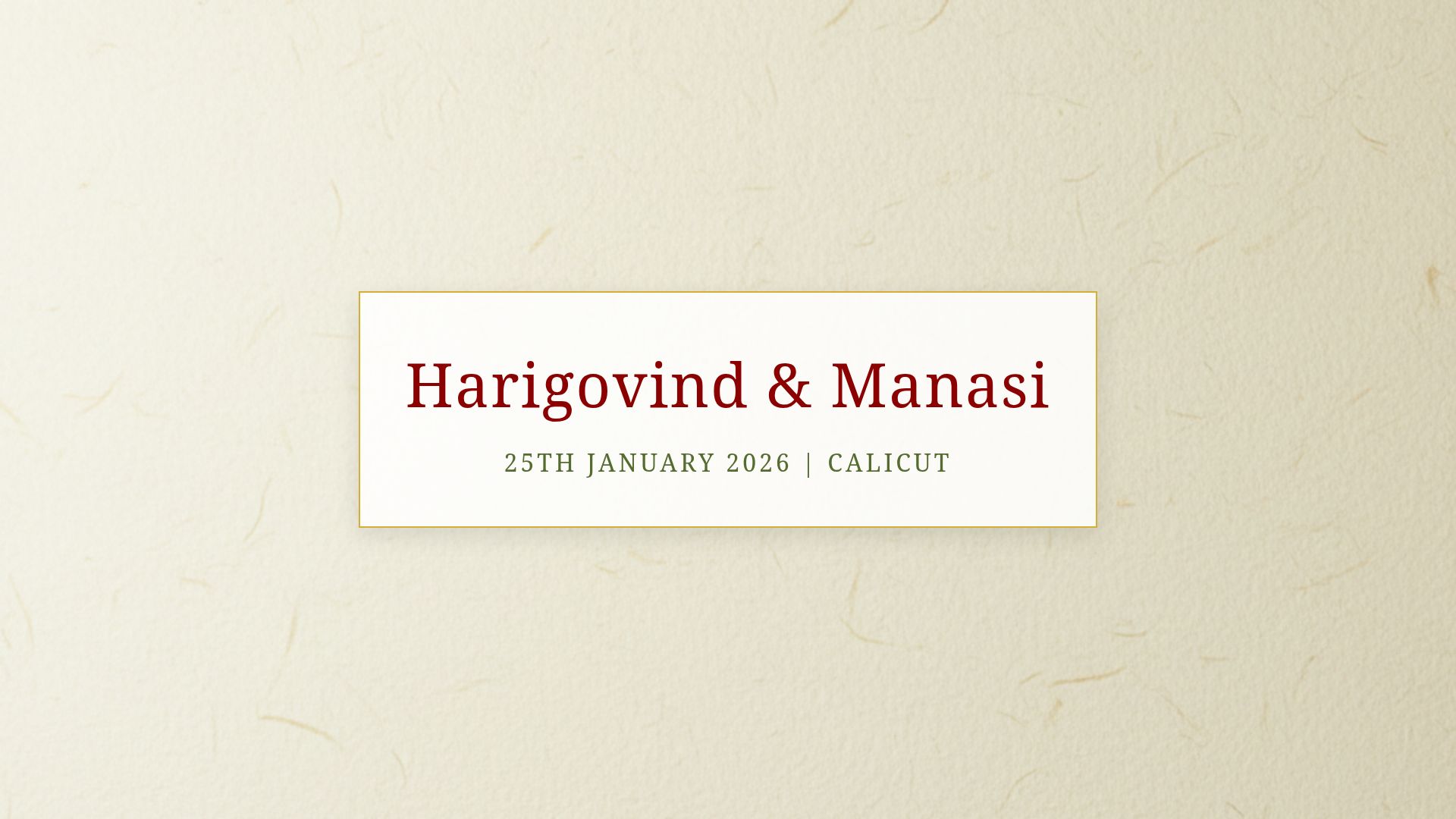 Kerala Traditional Wedding Invitation - Harigovind & Manasi