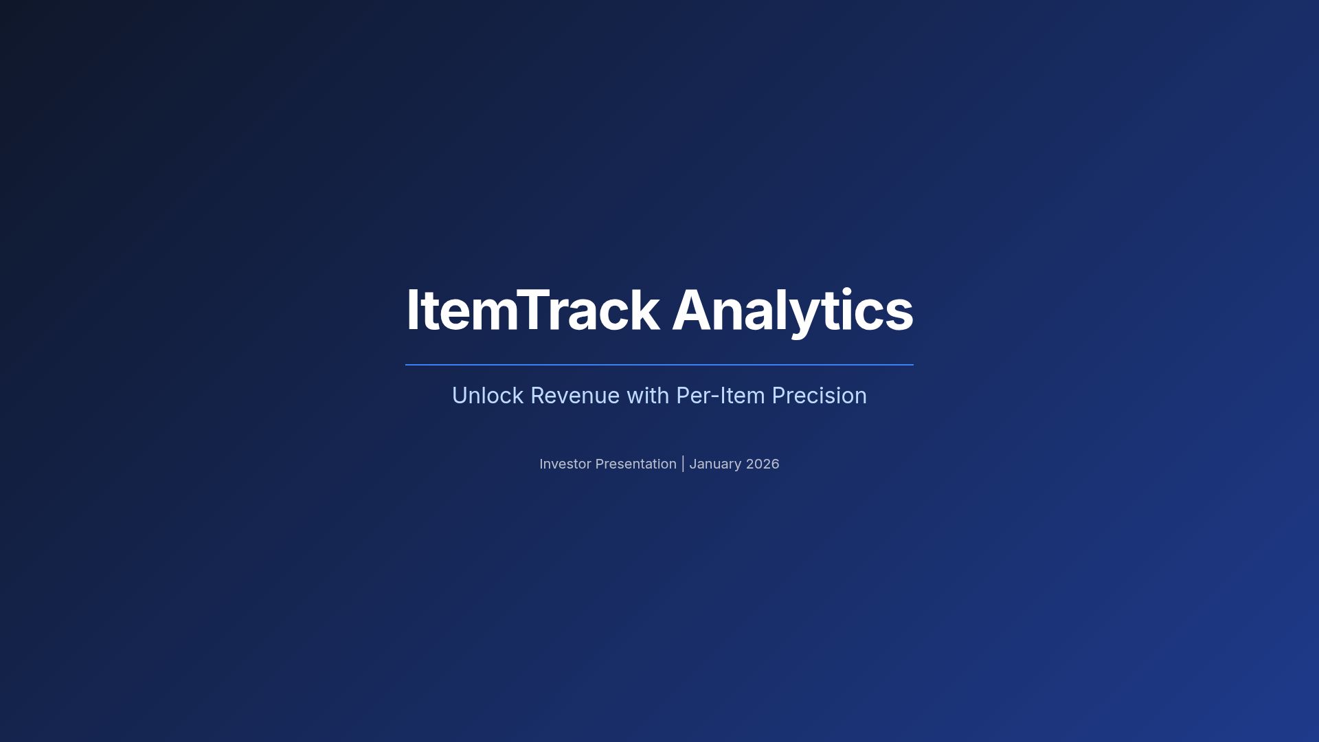 ItemTrack Pitch Deck: AI Retail Inventory Analytics