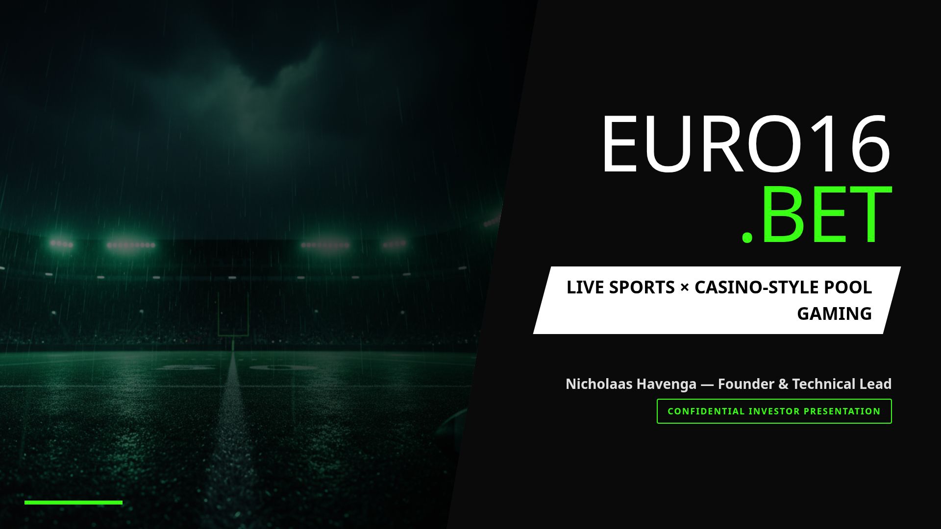 EURO16.BET Pitch Deck: Pool-Based Sports Gaming Platform