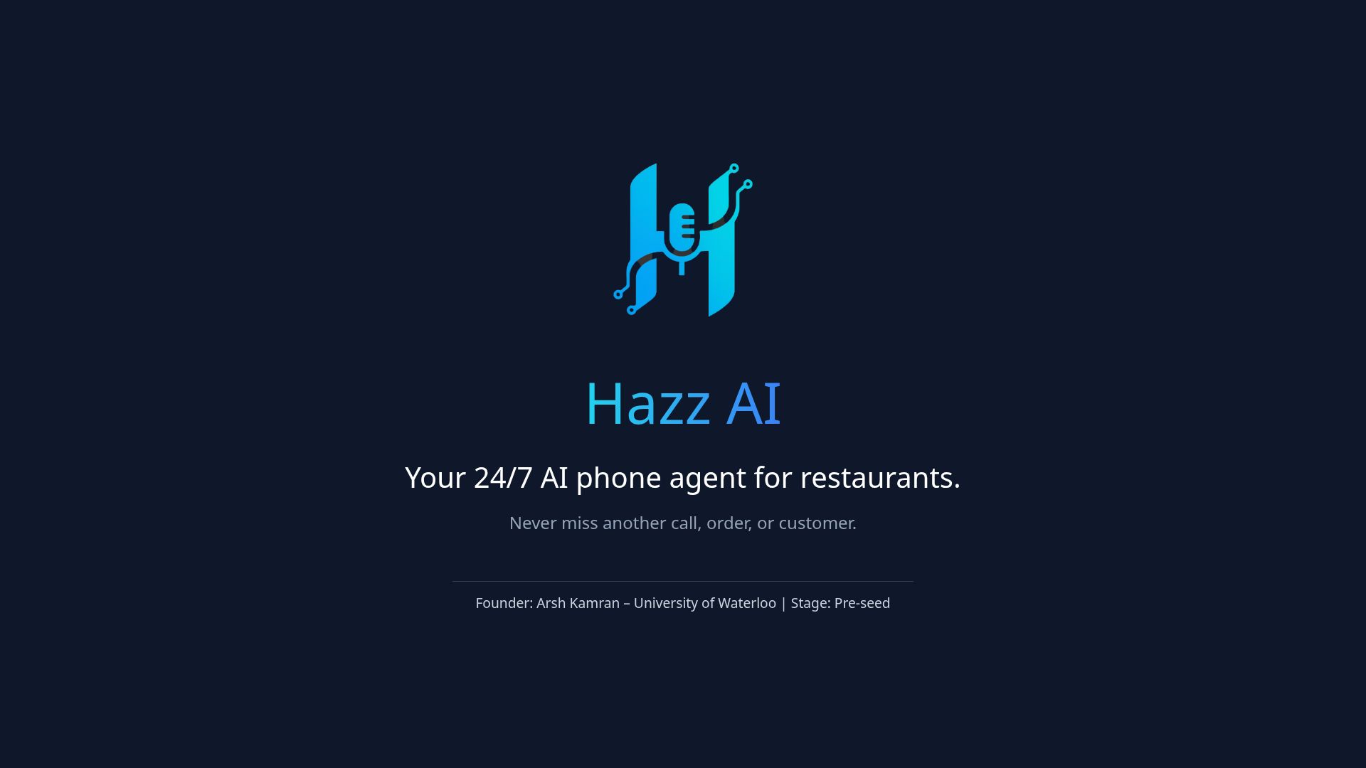 Hazz AI: 24/7 AI Phone Voice Agent for Restaurants