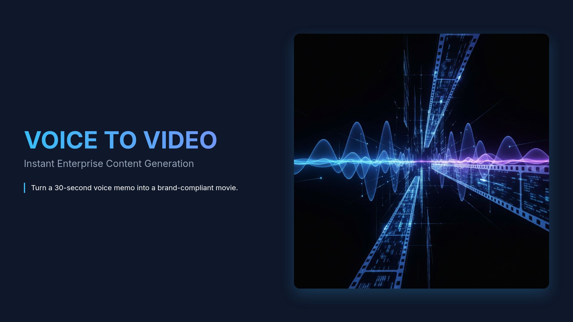 AI Video Editing Pitch Deck: Voice-to-Video for Enterprise