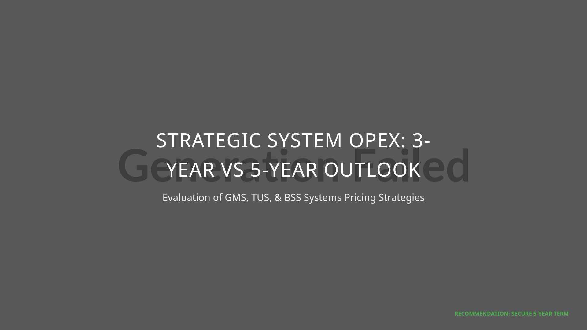 Optimizing OPEX: 5-Year Lock-In Strategy for Systems