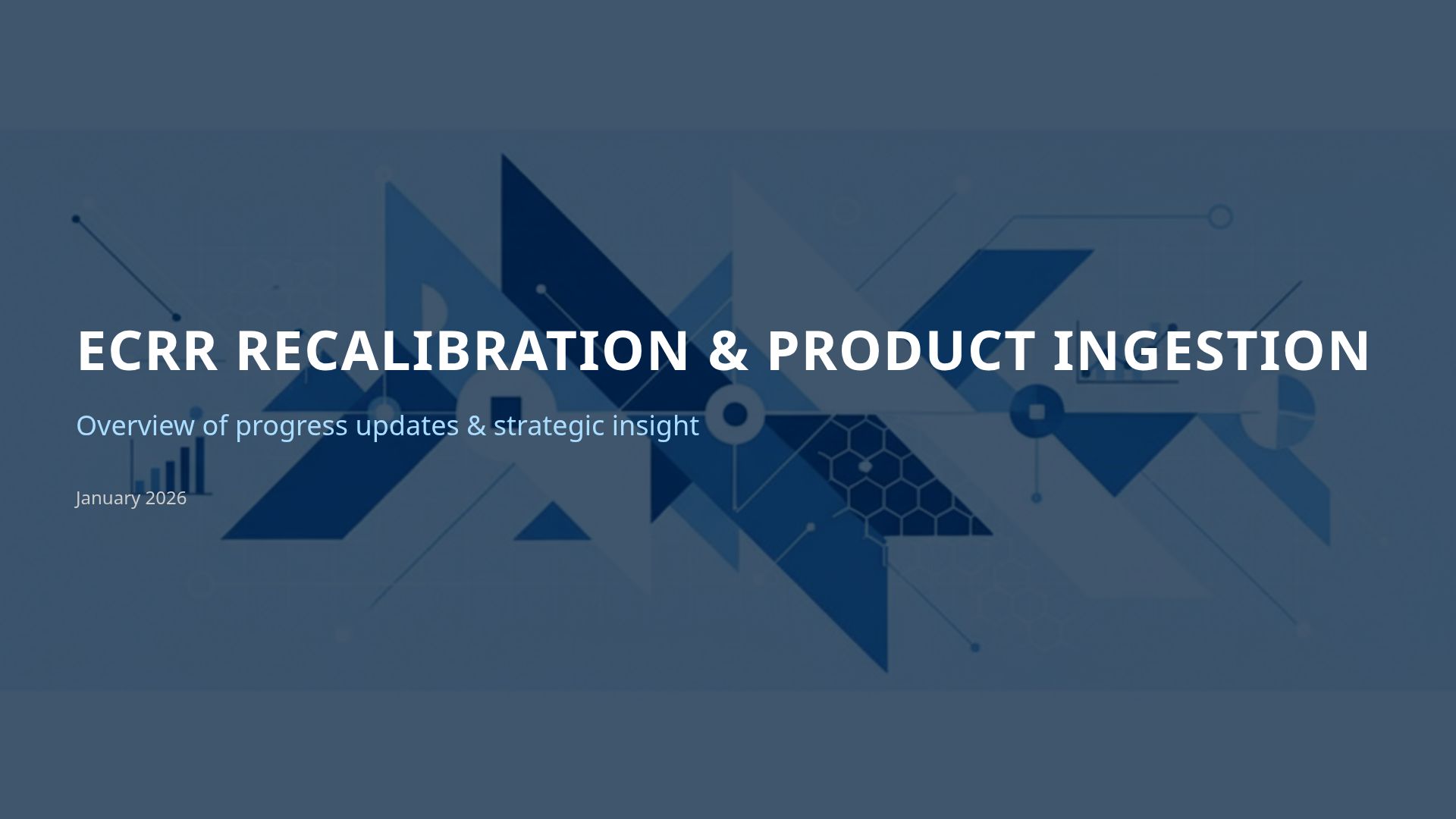 ECRR Recalibration and Product Ingestion Progress Update