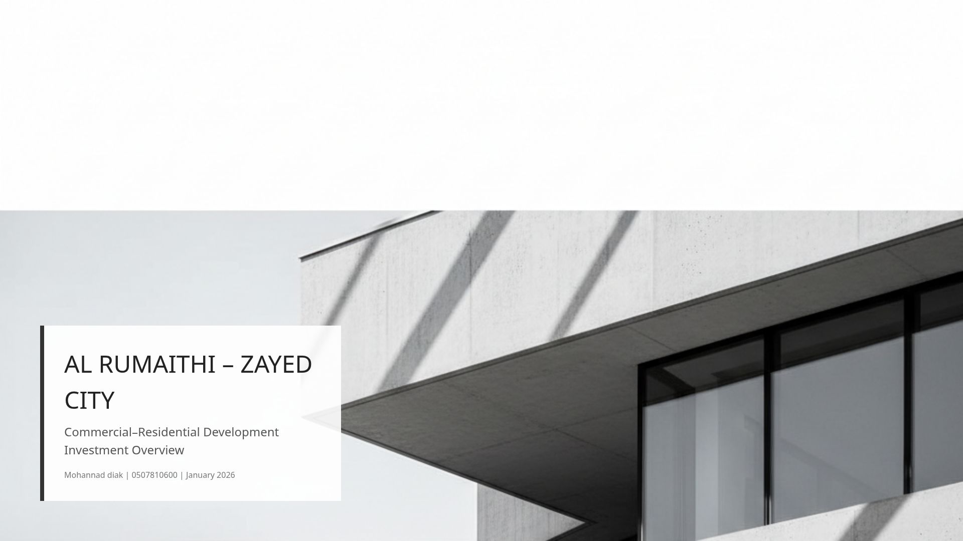 Zayed City Abu Dhabi: Commercial-Residential Investment