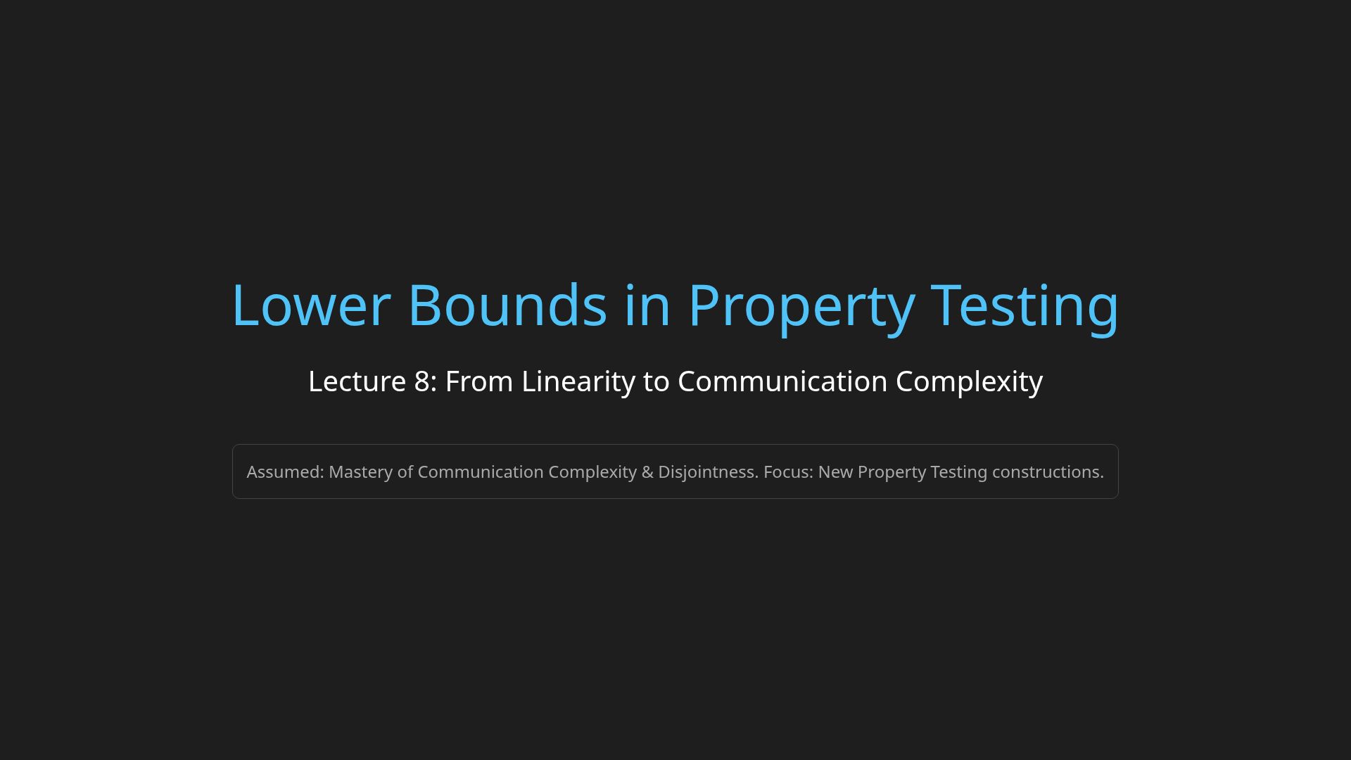 Property Testing Lower Bounds & Communication Complexity