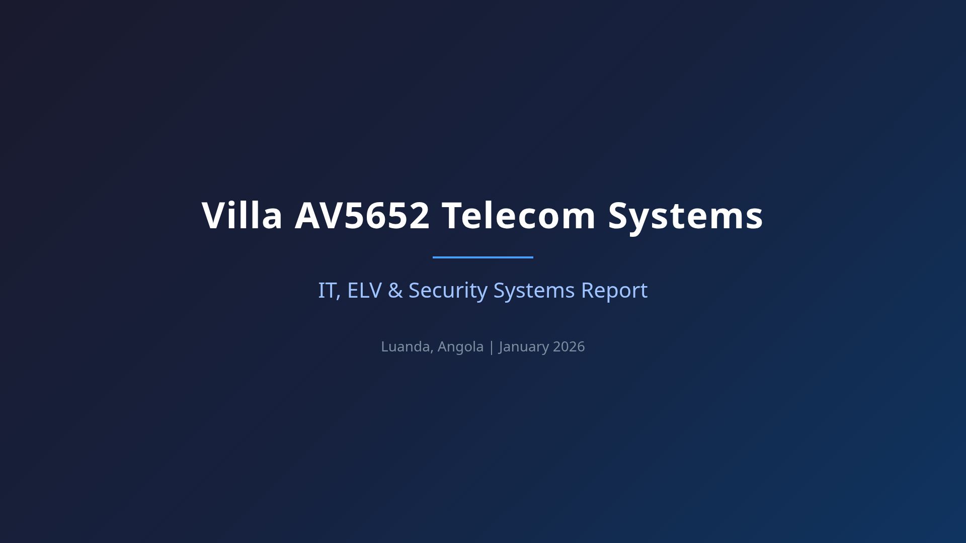 VVIP Villa Telecom & Security Systems Report - Angola