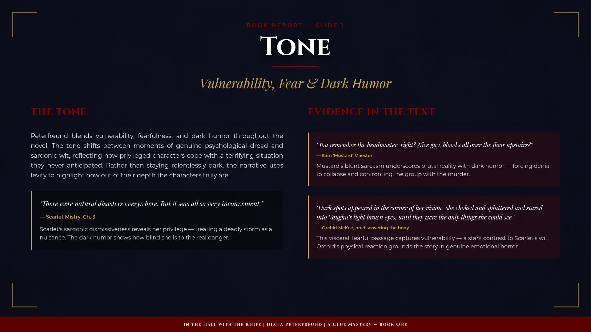 In the Hall with the Knife: Book Report & Analysis