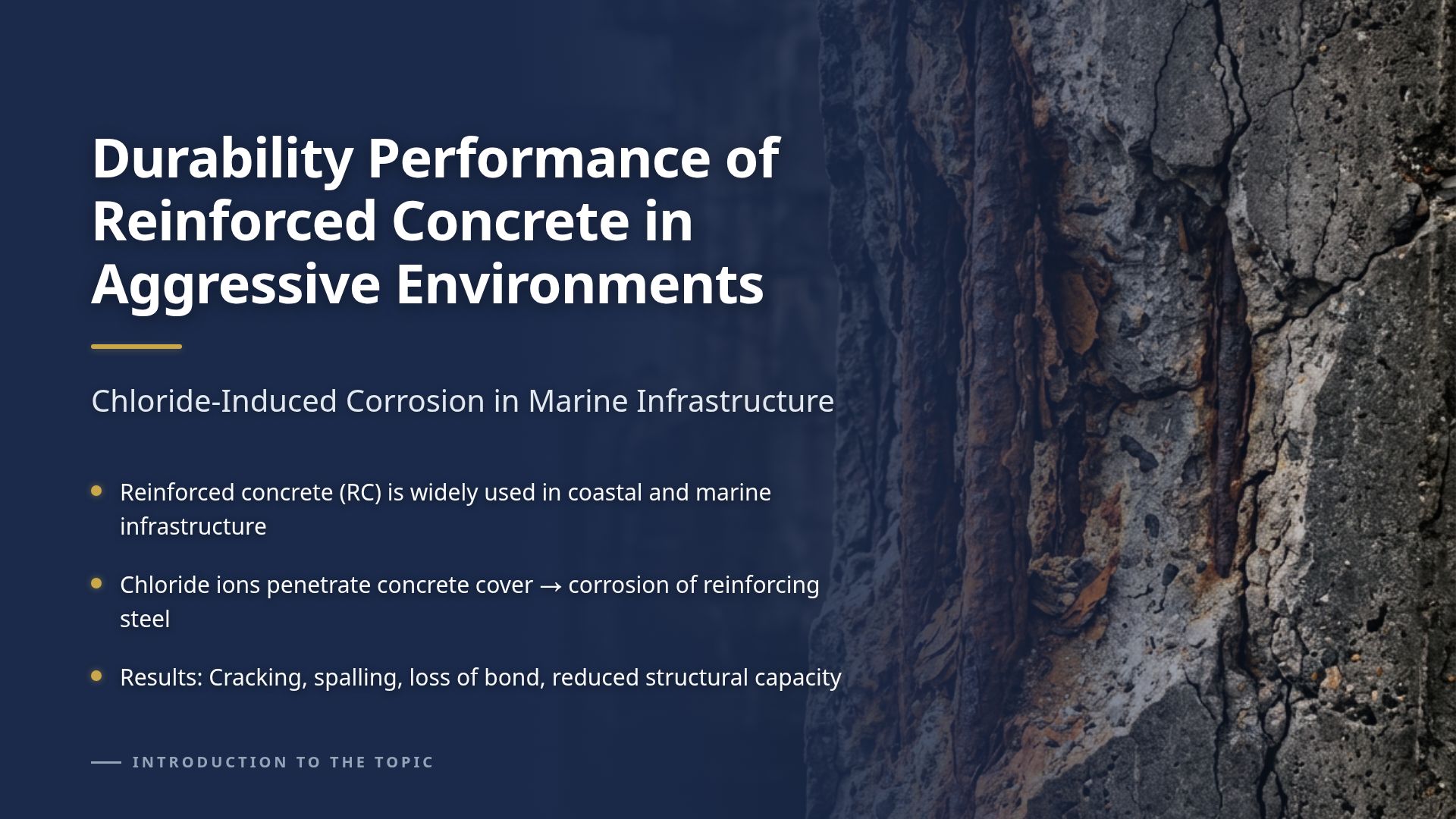 Concrete Durability: Chloride-Induced Corrosion in Marine Areas
