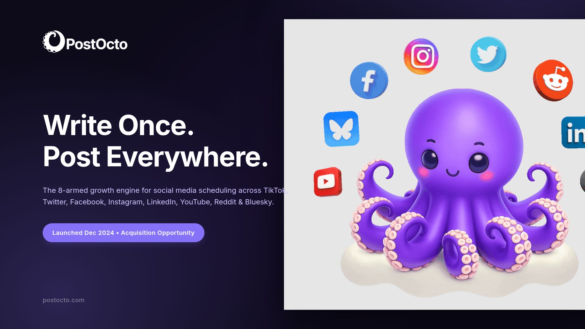 PostOcto: 8-Platform Social Media Scheduling Pitch Deck