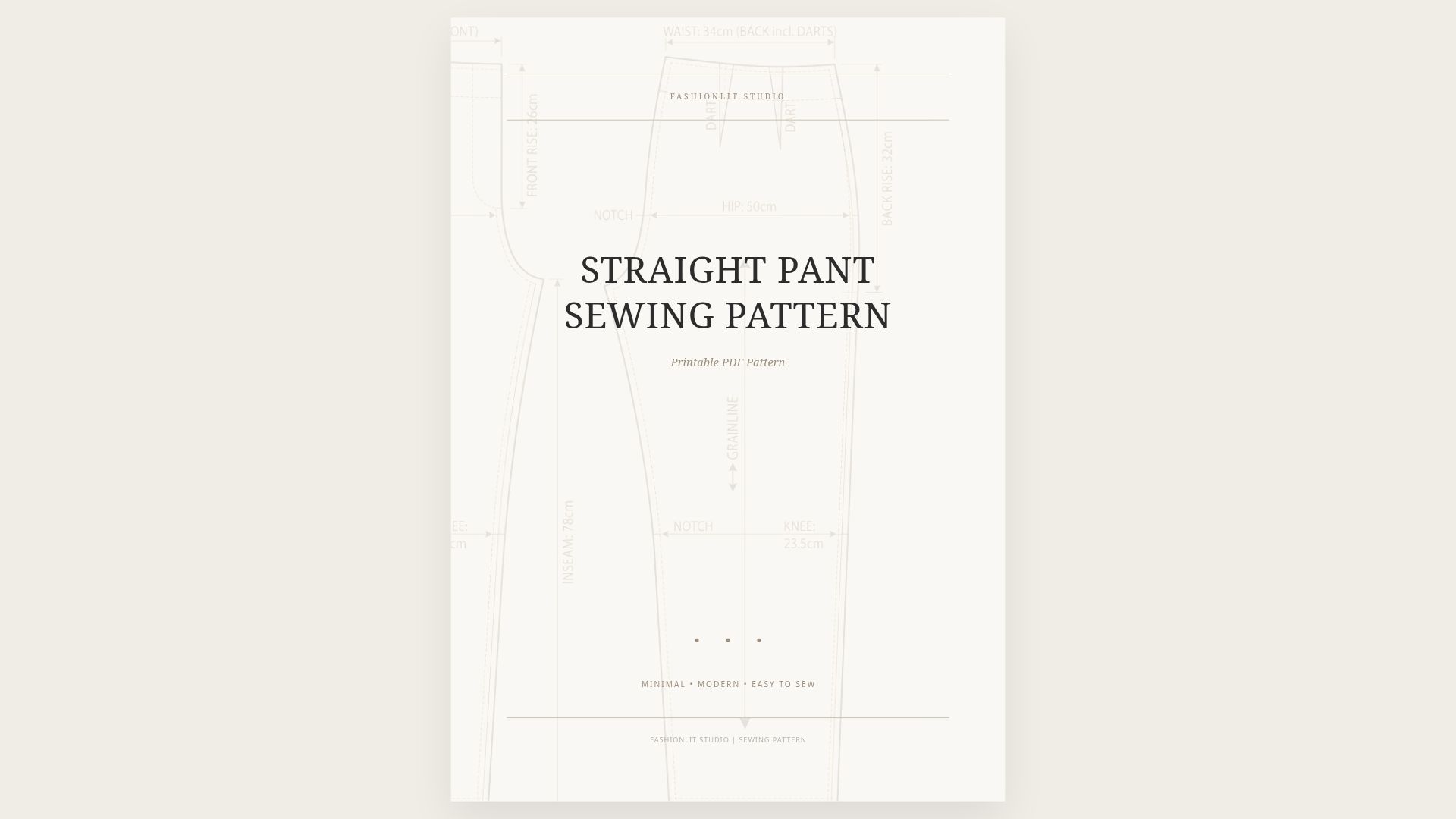 Straight Pant Sewing Pattern - Printable PDF Guide